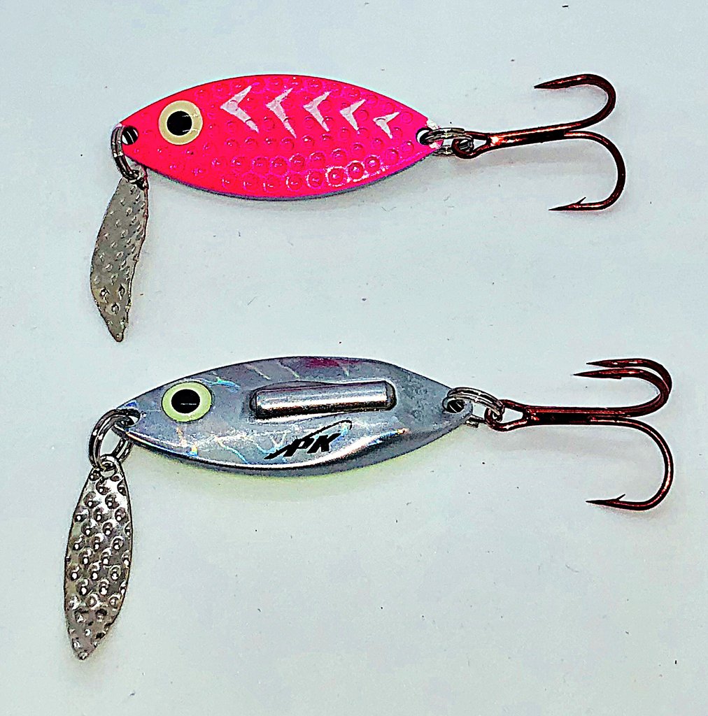 PK Lures Rattling Spoon Nickel Holo Back  Shop Protackle Fishing Walleye  and Salmon