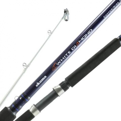 Okuma Rods (trolling) White Diamond Wire Line Rods with Roller Tip