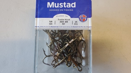 5/0 Mustad Treble Hooks (25 pack)